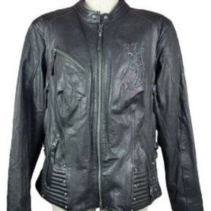 Harley Davidson Womens Black Leather Jacket Size M